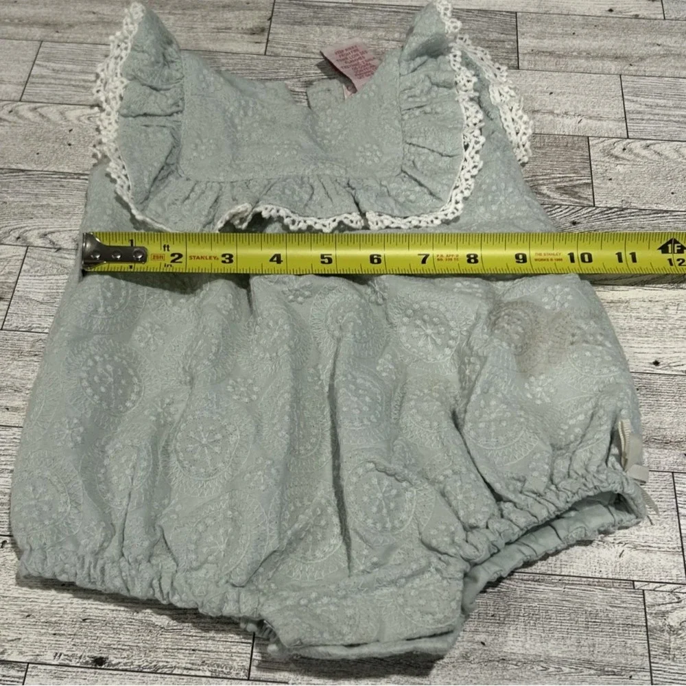 Catherine Malandrino Mini Baby Girl Blue One Piece Embroidered Romper 3-6 Months
